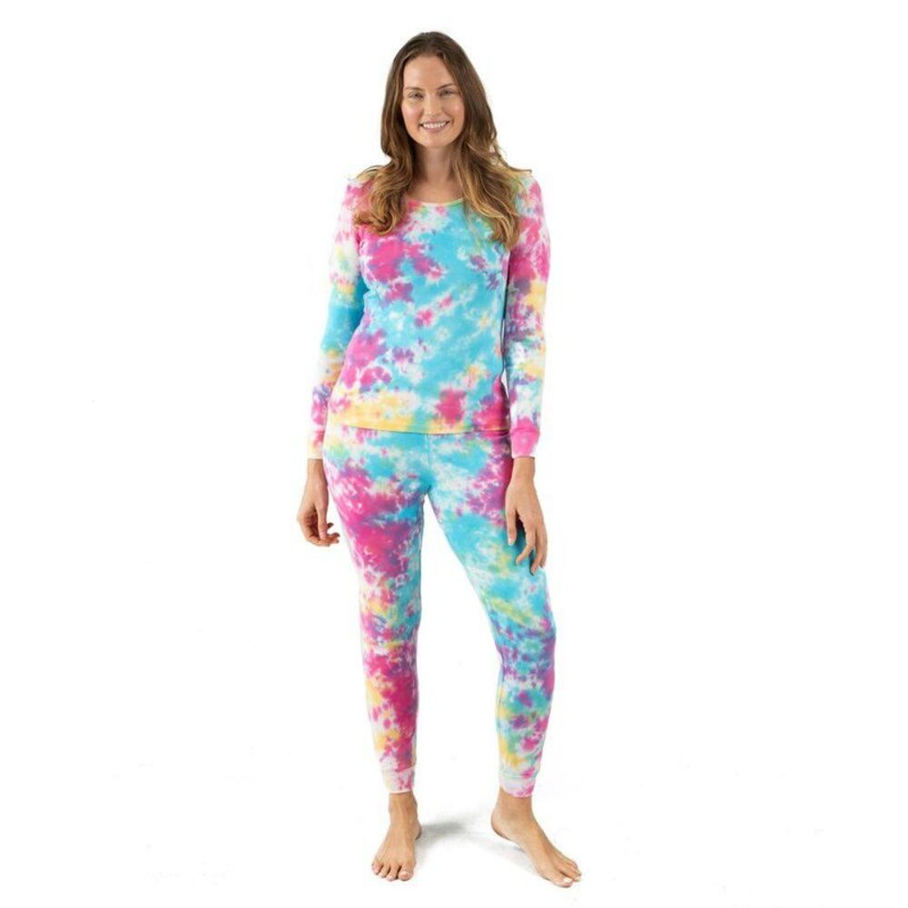 Leveret Womens Two Piece Cotton Pajamas Tie Dye Rainbow M